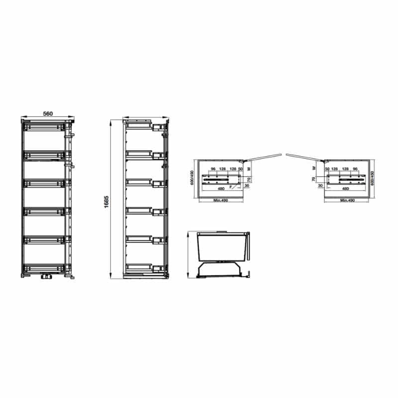 Tủ đồ khô Hafele Kosmo Kara Swing 548.65.842 7 Kích thước Tủ đồ khô Hafele Kosmo Kara Swing 548.65.842