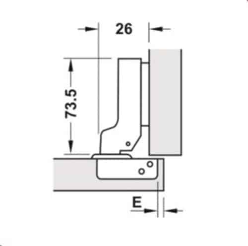 Bản lề Metalla SM không bật 110° trùm nửa Hafele 315.18.301 5 Kích thước của Bản lề Metalla SM không bật 110° trùm nửa Hafele 315.18.301
