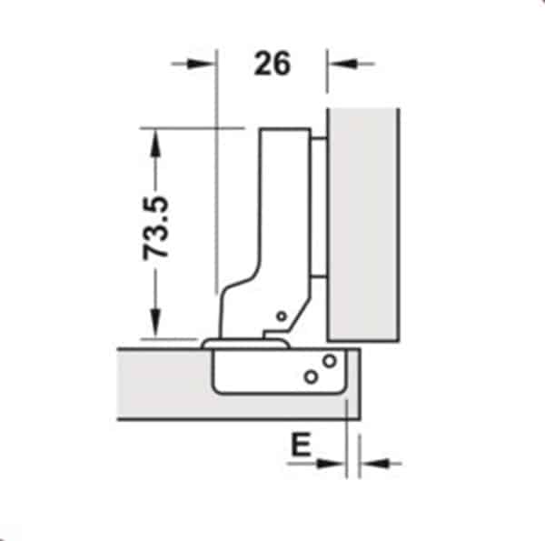 Bản lề Metalla SM không bật 110° trùm nửa Hafele 315.18.301 4 Kích thước của Bản lề Metalla SM không bật 110° trùm nửa Hafele 315.18.301