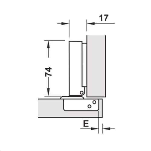 Bản lề trùm ngoài Metalla SM 110º DIY Hafele 483.01.720 5 Kích thước của Bản lề trùm ngoài Metalla SM 110º DIY Hafele 483.01.720