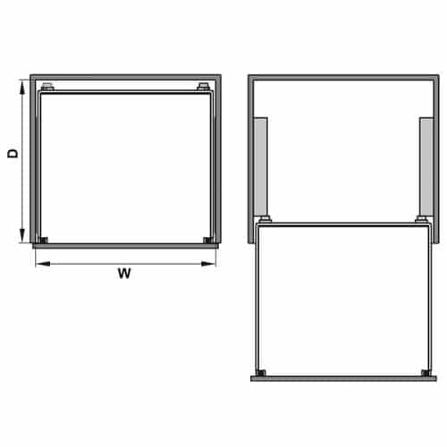 Kích thước của Bộ rổ kéo lọt lòng Arena Hafele 540.26.655, tủ rộng 500mm