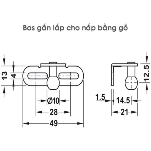 Pittong đẩy cánh tủ 150N Hafele 373.82.910 12 Kích thước pittong đẩy cánh tủ 150N Hafele 373.82.910
