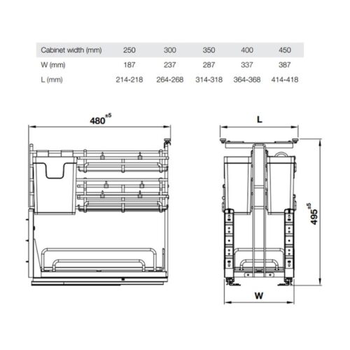 Giá dao thớt Inox 304 Hafele Omero 547.11.003 300mm 7 Kích thước giá dao thớt Inox 304 Hafele Omero 547.11.003 300mm
