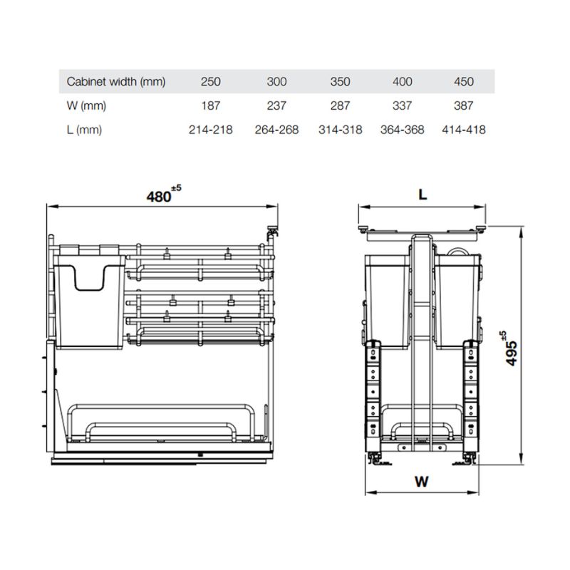 Giá dao thớt Inox 304 Hafele Omero 547.11.003 300mm 5 Kích thước giá dao thớt Inox 304 Hafele Omero 547.11.003 300mm
