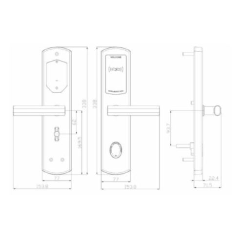 Kích thước khóa điện tử Hyundai HY-HL04 Black